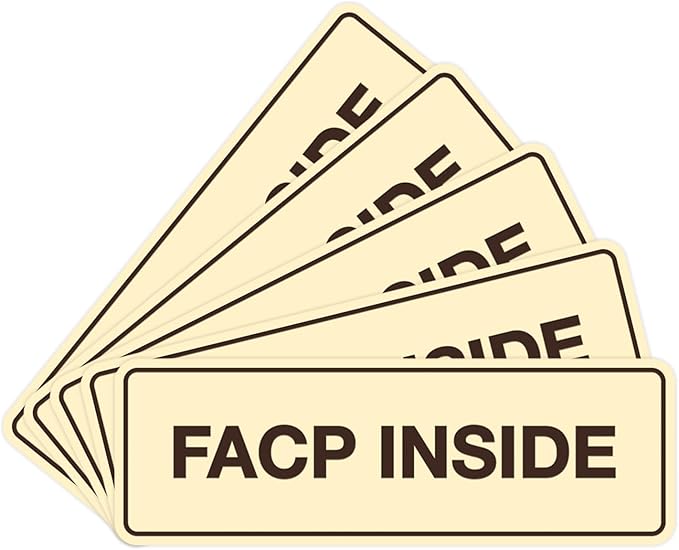 Signs ByLITA Standard FACP Inside Sign | Fire Safety Signage (Ivory/Dark Brown) - Medium 5 Pack