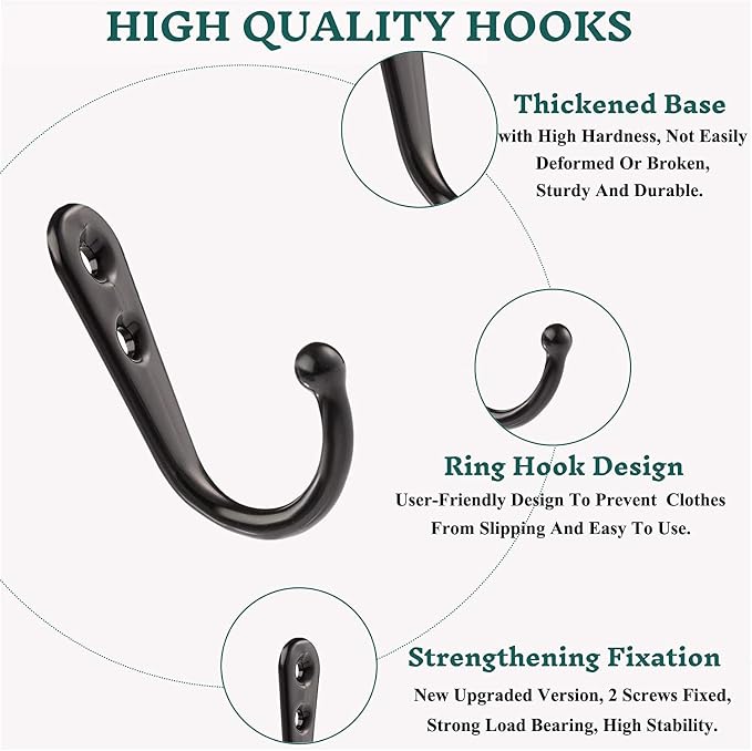 Hajoyful Coat Hooks-38 Pack Farmhouse Hooks - Image 3