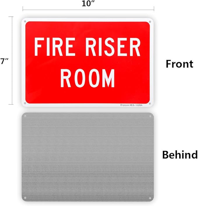 2-Pack Fire Riser Room Sign, 10"x 7" .04" Aluminum Reflective Sign Rust Free Aluminum-UV Protected and Weatherproof