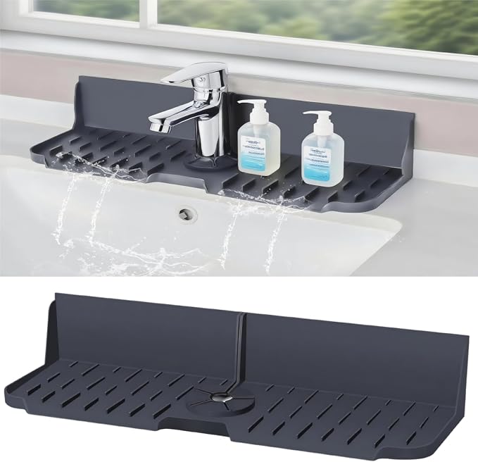 Sink Splash Guard Behind Faucet, Silicone Sink Faucet Drying Mat & Dish Soap by Unknown