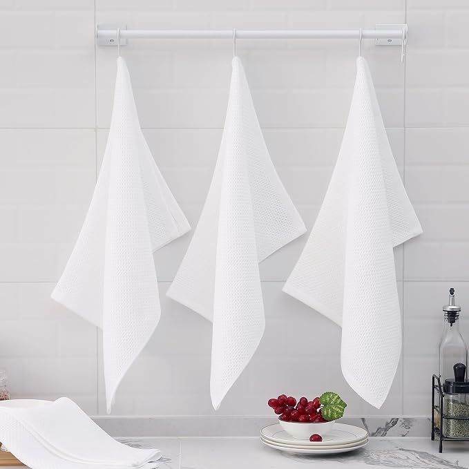Homaxy 100% Cotton Oversized Waffle Weave Kitchen Towels 8-Pack, Ultra Soft - Image 6