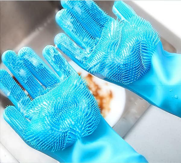 Silicone Dishwashing Gloves, Pet Grooming Rubber Scrubbing - Image 3