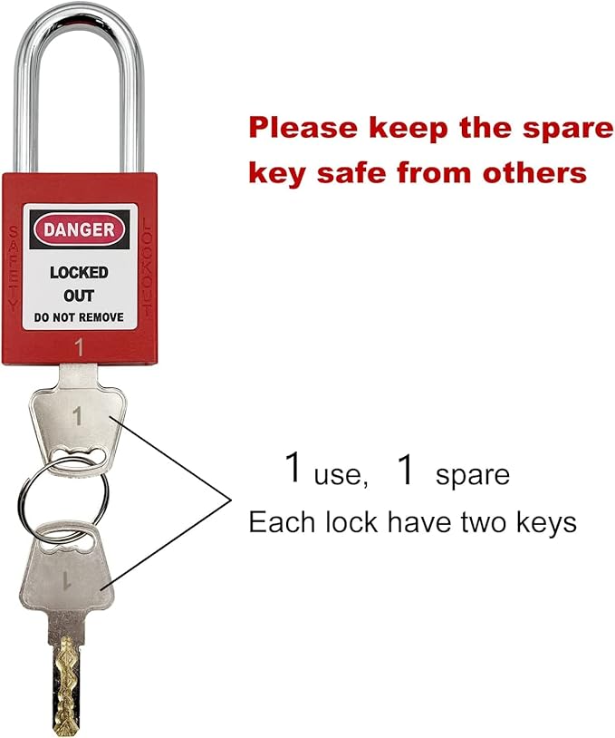 Lockout Tagout Locks, Safety Padlock, Loto Locks Keyed Differently Lock Out Tag Out 100 pcs Safety Padlocks Plastic with 100 Lockout TagOut Tags Red