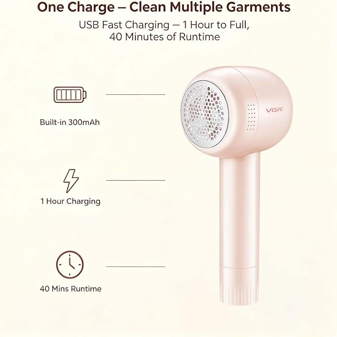 VGR 813 Rechargeable Fabric Shaver, 6-Blade Lint Remover, at home or while - Image 4