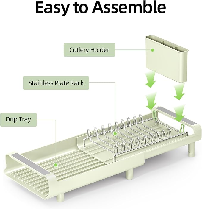 TOOLF Small Dish Drying Rack, Expandable and Space-Saving, Compact Design Fits - Image 8