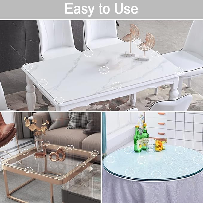 Extremely Large Size Soft Self Adhesive Glass Table Top Bumper, Transparent Anti Slide and Scratch for Heavy Glass Table, Rubber Pad to Avoid The Movement of Glass (Round, 20 PCS)