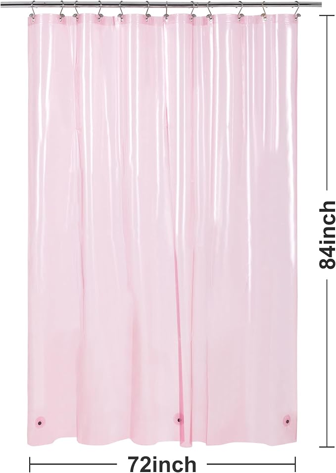 Barossa Design Extra Long Clear Pink Shower Curtain Liner 72x84 - Image 7