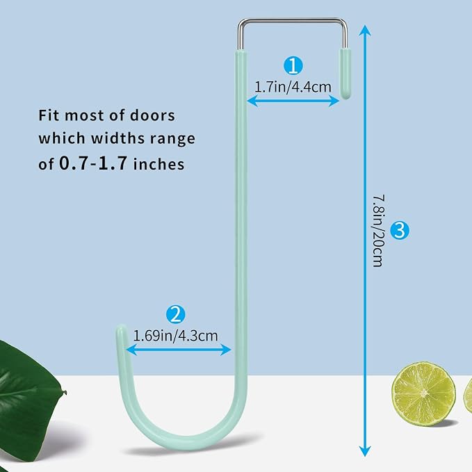 FYY Over the Door Hooks, Single-Hanger 4 Pack, Fits Doors 1.6" Green | Heavy - Image 2