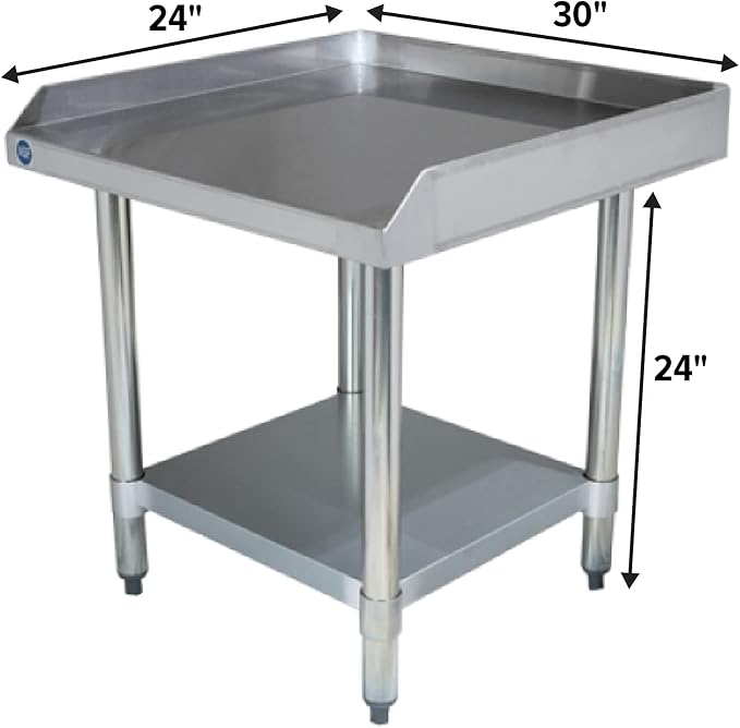 30" x 24" Stainless Steel Equipment Grill Stand with Undershelf | Heavy Duty 18-Gauge Top | NSF Certified Table for Commercial Kitchens & Utility Use