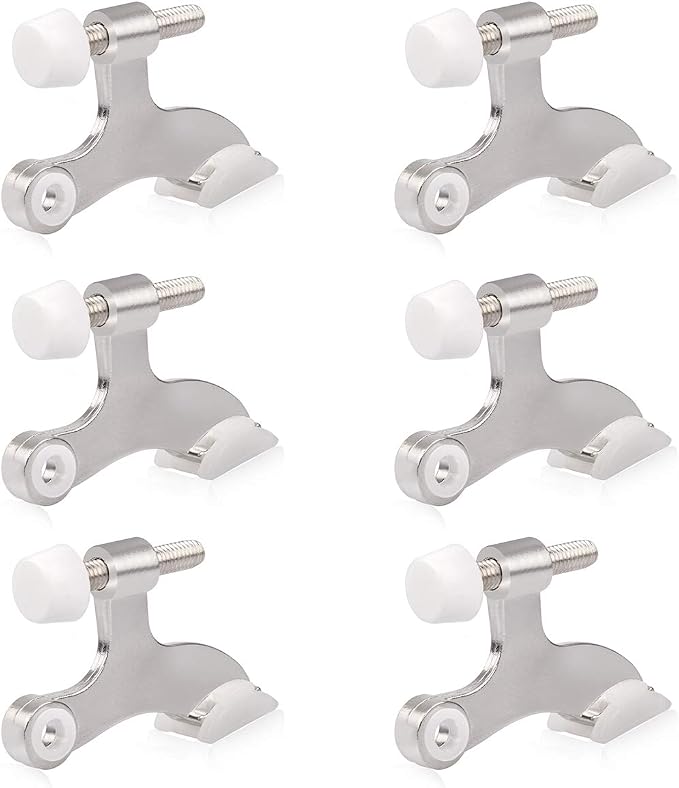 HOMOTEK 6 Pack Hinge Pin Satin Nickel Door Stopper, Adjustable Deluxe Heavy by HOMOTEK