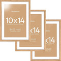 Homeforia 10x14 Picture Frame Wood, High End Natural Oak 10x14 Light Wooden Poster Frames with Mat 8x12, 10 x 14 Frames Matted to 8 x 12 Photo, 14x10 Hanging Frames, Tempered Glass, Wall Kit, Set of 3
