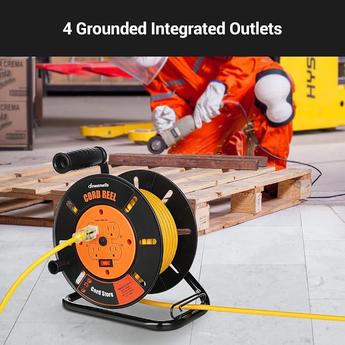 DEWENWILS Extension Cord Storage Reel, Hand Wind Retractable Open Cord Reel | - Image 3
