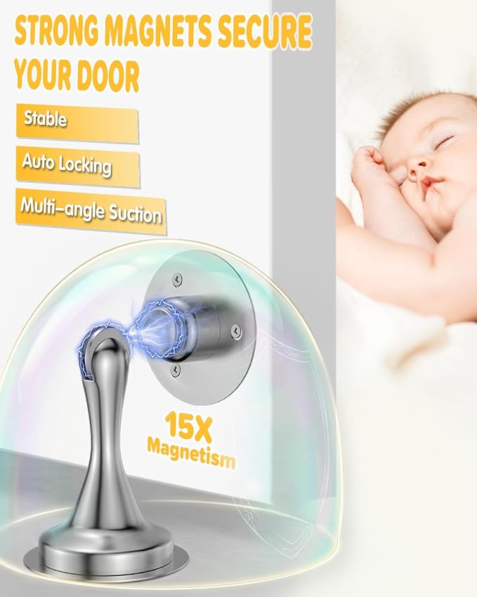 Magnetic Door Stoppers Bottom of Door Magnetic Door Catch Holder Wall Mount | - Image 2