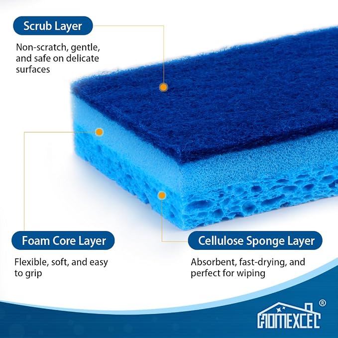 HOMEXCEL Sponges Kitchen 24 Pcs, Non-Scratch Sponge - Image 2