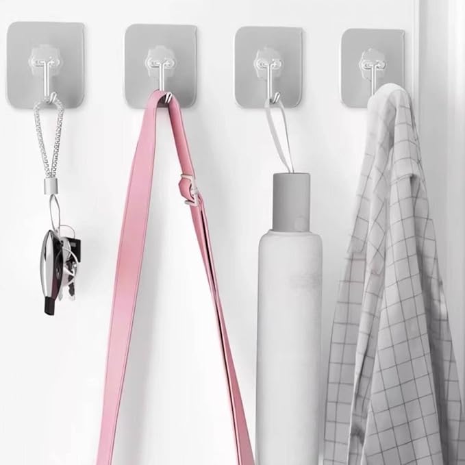 DDMY Adhesive Wall Hooks Clear 50lb Heavy Duty Hanging Sticky-10 Pack | Heavy - Image 5