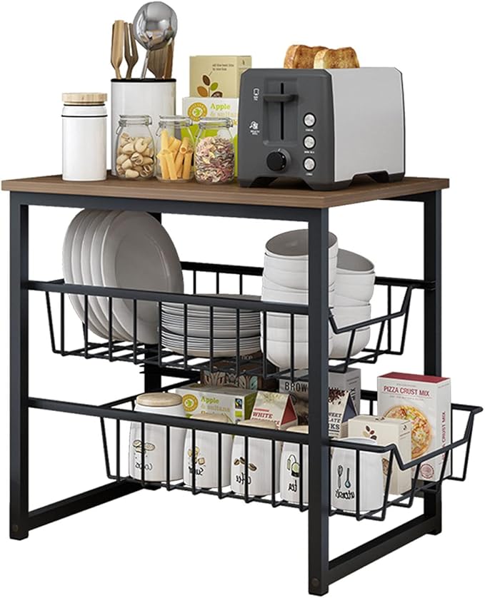 Microwave Storage Rack Microwave Oven Rack Stand Kitchen Counter Top Organizer Counter Toaster Storage Stand Dish Rack Utility Organizer Shelf Stand/51.5Cm