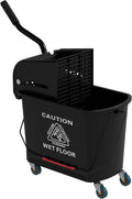 HOMCOM Commercial Mop Bucket Side Press Wringer Wheels 21 Quart Black by HOMCOM