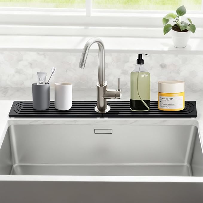 24 Inch Kitchen Sink Splash Guard, Sink Splash Guard Behind Faucet, Silicone - Image 2