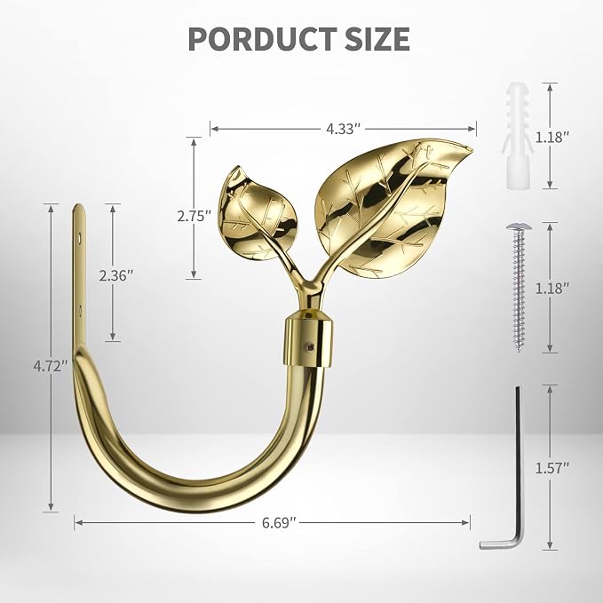 HIKMLK Leaf Shaped Curtain Tieback Holdbacks 2pcs, Handmade Metal Curtain Side - Image 4