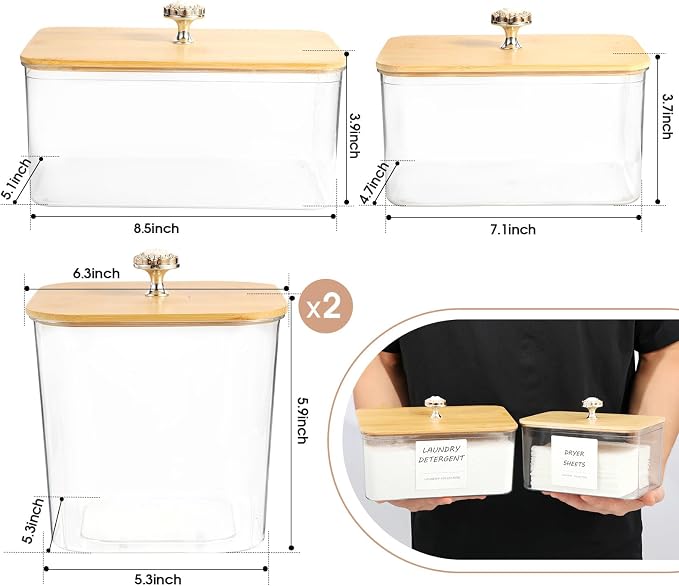 4 Pack Laundry Room Organization Storage Containers, Plastic Clear Laundry Pods - Image 2