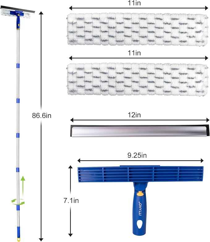 86.6" Window Squeegee Cleaner, 2 in 1 Window Cleaning Tool Kit, Shower Squeegee - Image 6