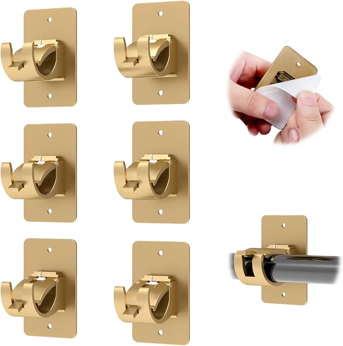 CIEMGNZOC 6PCS No Drill Curtain Rod Brackets, Self-Adhesive Curtain Rods No by CIEMGNZOC