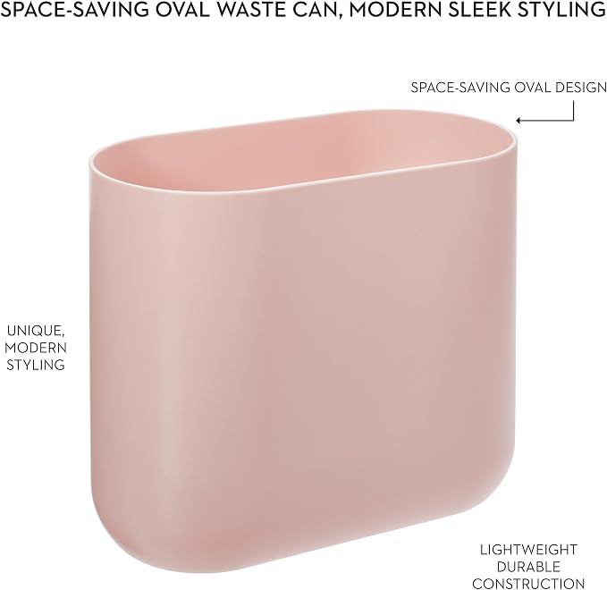 iDesign Small Slim Plastic Bathroom Trash Can - Image 5