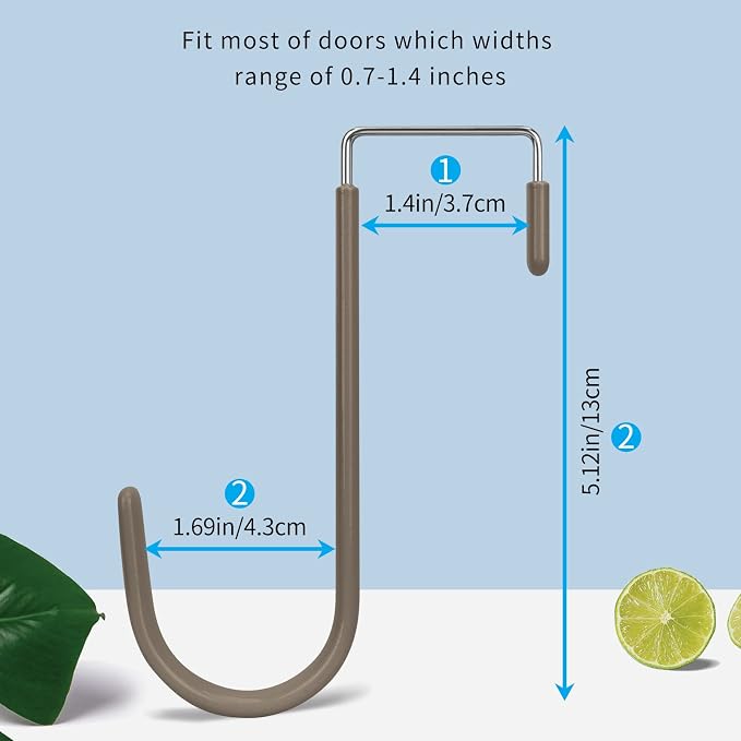 FYY Over the Door Hooks, Single-Hanger 4 Pack, Fits Doors 1 3/8" Brown | Heavy - Image 2