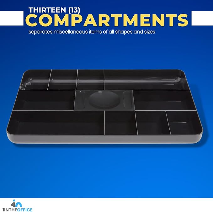 1InTheOffice Desk Drawer Organizer Tray, Desk Drawer Tray, 13-Compartment - Image 3