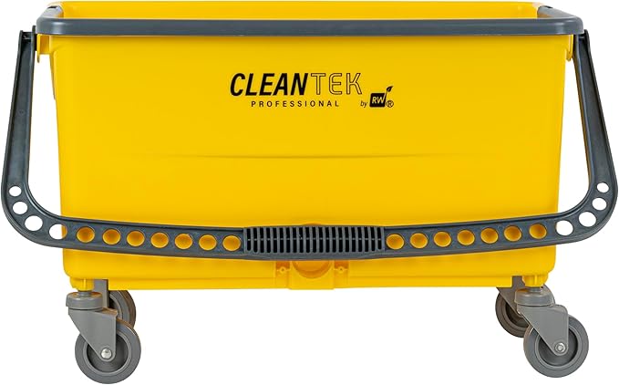 Restaurantware-Clean Tek Professional 44 Quart Cleaning Bucket, 1 Bucket With Comfortable Handle - Drain Valve, Heavy-Duty, Yellow On Wheels, Portable, For Restaurant, Home, School, Or Office