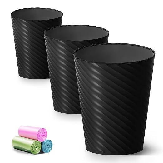 Lysam Bathroom Trash Can 3 Pack, 1.8 Gallon Small Trash Can by Lysam