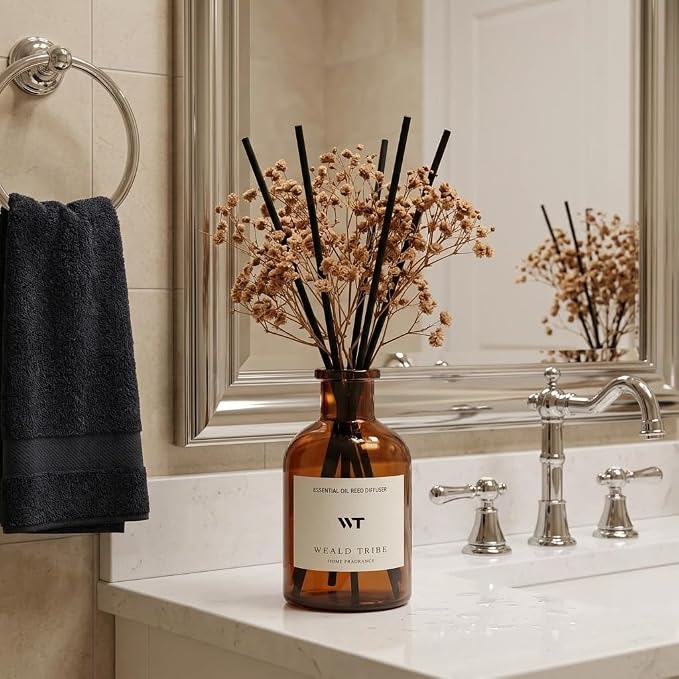 Reed Diffuser Set for Bathroom Air Fresheners, Oil Diffuser Sticks | Vanilla - Image 3