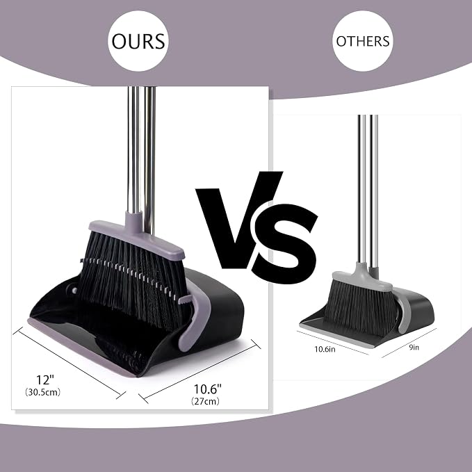 Broom and Dustpan Combo Set, Charcoal | Heavy Dust, Dustpans - Image 2