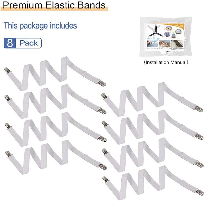 8Pcs Adjustable Bed Sheet Straps Clips, Elastic Mattress Sheet Fasteners Holder - Image 7