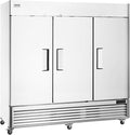 VEVOR Commercial Freezer 60.42 Cu.ft, Reach In 82.5" W Upright Freezer 3 Doors, Auto-Defrost Stainless Steel Reach-in Freezer with 12 Adjustable Shelves, -13 to 5℉ Temp Control, LED Lighting, 4 Wheels