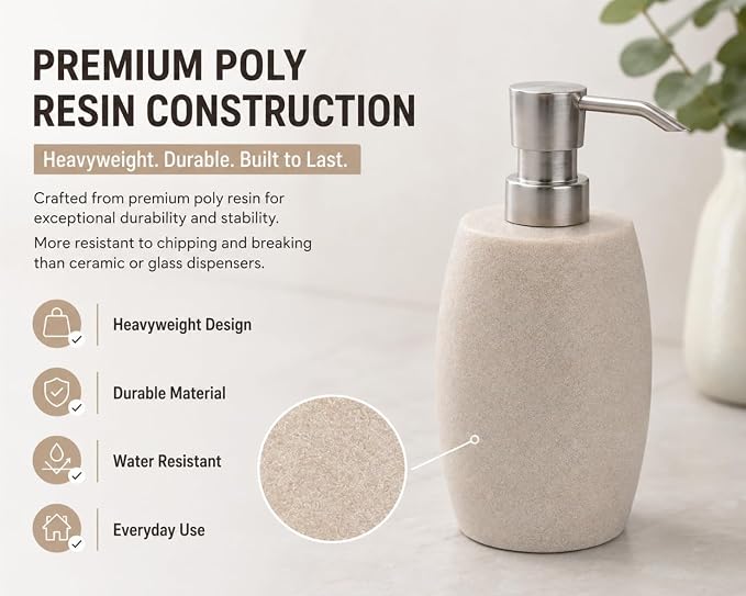 Clasin Home Sandstone Textured Resin Soap Dispenser - Image 2