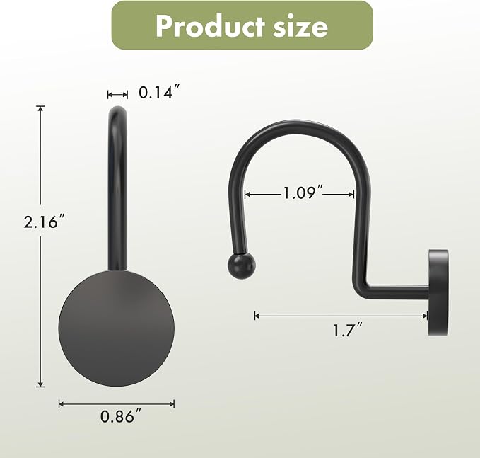AmazerBath Shower Curtain Hooks, Shower Curtain Rings Heavy Duty Modern - Image 4
