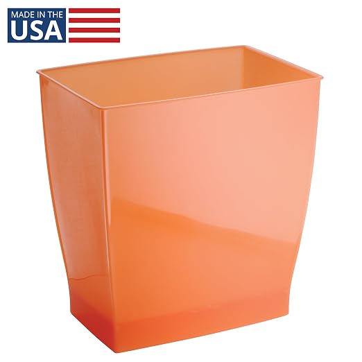 iDesign Small Plastic Bathroom Trash Can, Slim Rectangle Garbage Bin - Image 2