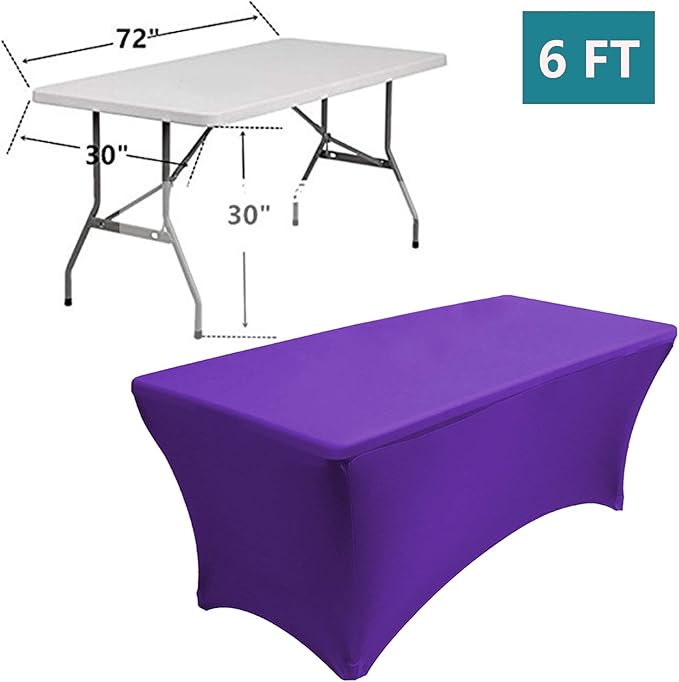 RELIANCER 2 Pack Stretch Spandex Table Covers for Rectangular Tables,6FT Elastic Fitted Tablecloth,Universal Rectangular Table Cloth Protector for Outdoor Party,Wedding,Bar,Birthday,Banquet,Events