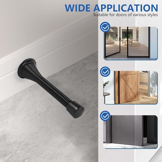 KISEER 12 Pack Spring Door Stops 3 1/4 Inch Flexible Heavy Duty Spring Door - Image 5
