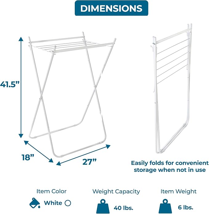 Honey-Can-Do Easy-Fold Collapsible Clothes Drying Rack, Sturdy Metal Laundry - Image 8