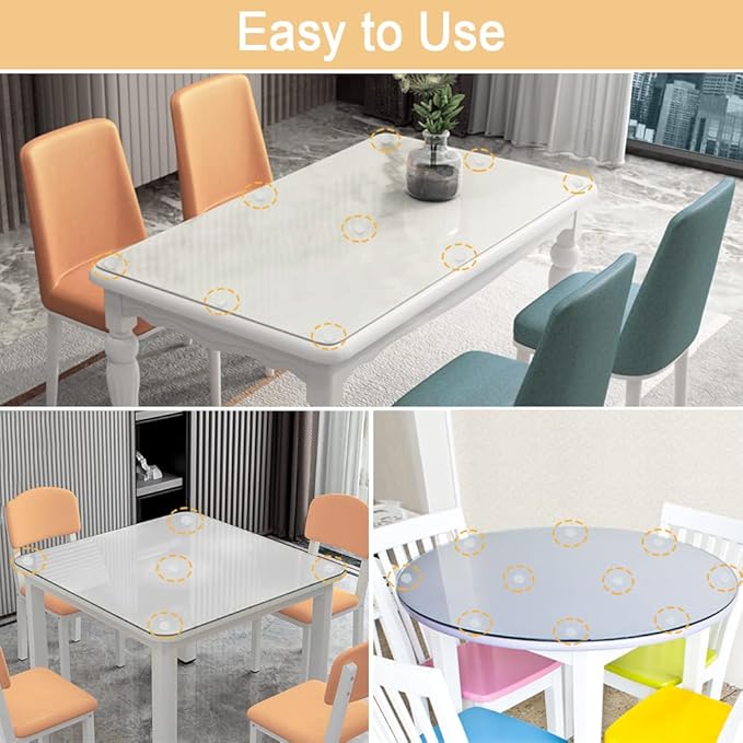 Premium Clear Soft Glass Table Top Bumper, Anti Slide and Scratch for Glass Table, Non-Adhesive Rubber Pads for Glass Table Top Spacer, Round and Square (25mm*2mm, 40 PCS)