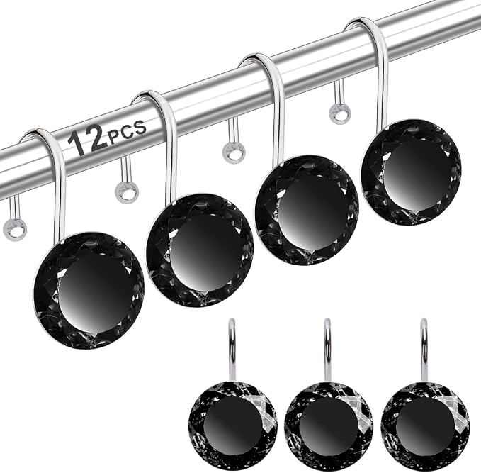 12PCS Stainless Steel Shower Curtain Hooks Rings by Yapicoco