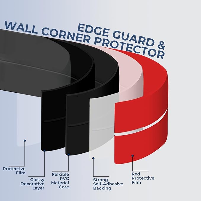 Storystore Wall Corner Protector Moulding Trim 2.4 in x 23 Ft,Peel and Stick Corner Moulding Trim, Self Adhesive Corner Guards Edge Protector for Wall Edge Corner, Countertop,Black