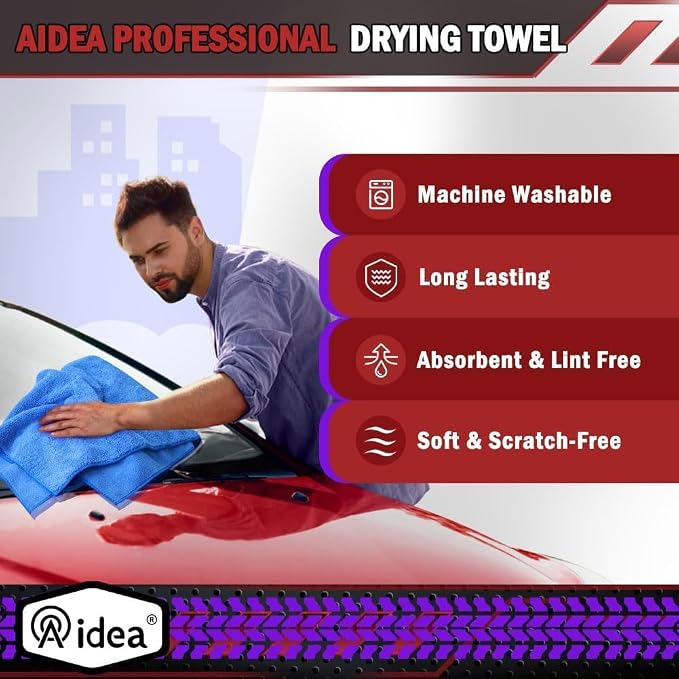 AIDEA Microfiber Towels for Cars-2PK, Large Professional Car Drying Towel - Image 4