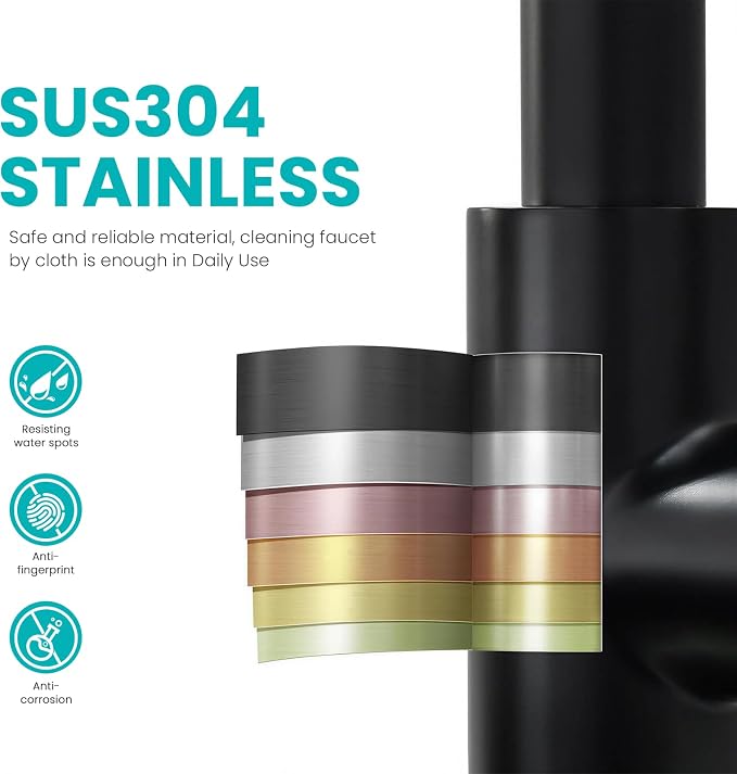 Kitchen Faucet with Pull Down sparyer, Leak Proof, Matte Black | 304 Stainless - Image 8