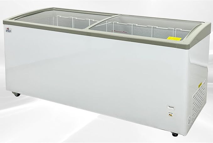 Chest Freezer Glass Door sliding Commercial Ice Cream Freezer 72" White Curve Display Top w/Storage Baskets 19 Cu.ft sd651s