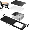 Utheer Upgraded Folding Front Shelf for Traeger Pro 34 Series, Century 885, Texas Elite 34, 37"x12" Heavy-Duty BBQ Prep Table with Cutting Board, Basin, 5 Hooks, 60-LB Load Steel Folding Grill Shelf