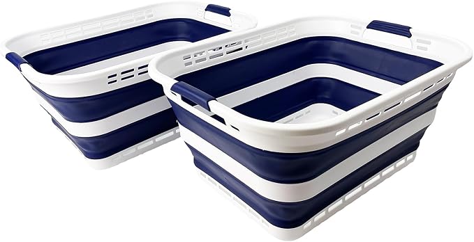 SAMMART 42L Collapsible Plastic Laundry Basket by SAMMART