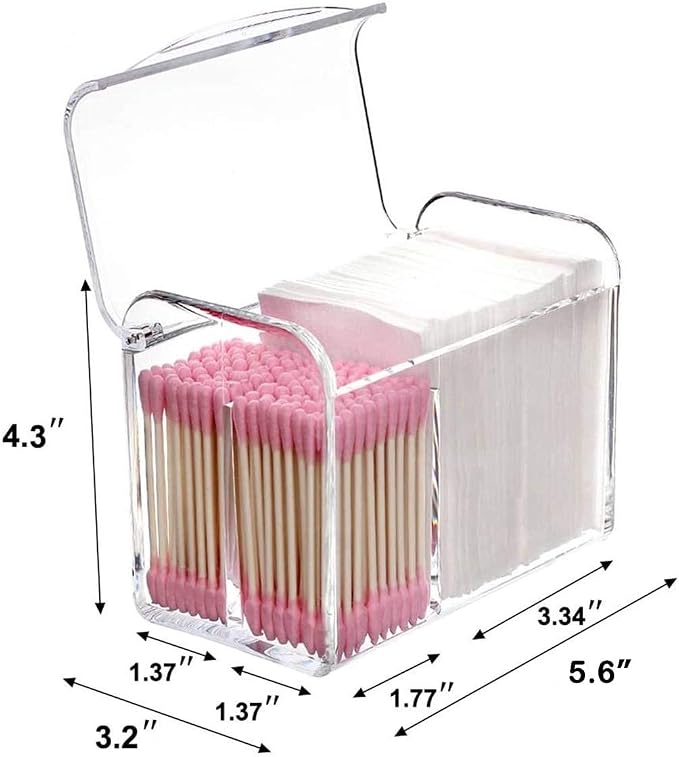 Square Acrylic Cotton Ball Pads Gauze Swab Holder Organizer Q-tip Dispenser - Image 2